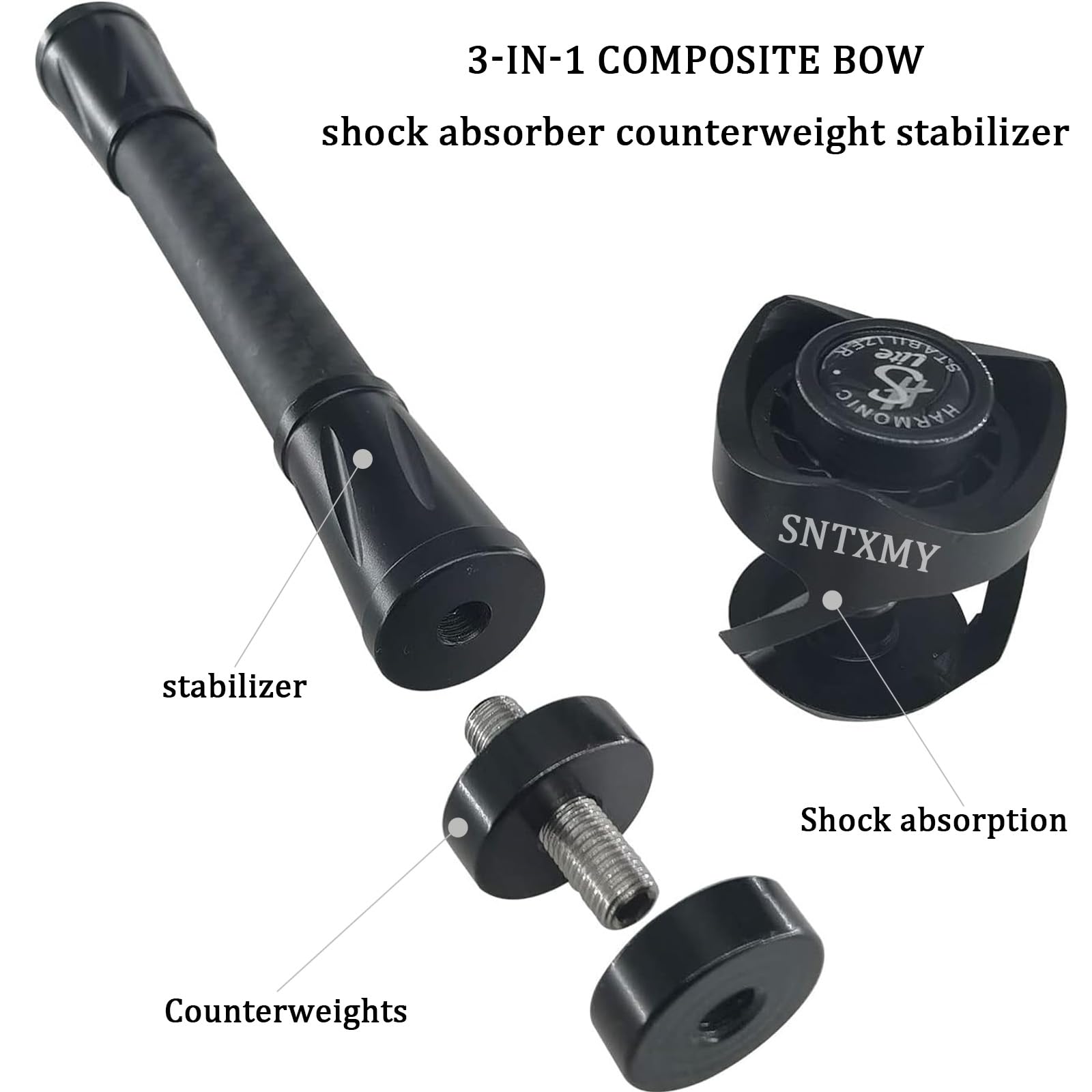 XITORAS Bow Stabilizer for Compound Bows - Carbon Fiber Balance Bar with Adjustable Weights Vibration Dampener & Noise Reduction Archery Hunting & Target Shooting Accessories (10 inches)