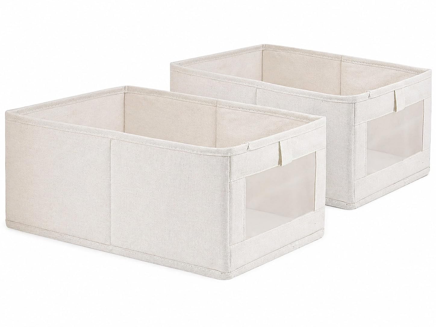 Heavy Duty Foldable Closet Storage Box with Clear Mesh Window Large Clothes Organizer Bin for Jeans, Shirts, Sarees, Blankets, Books & Linen | Fabric Wardrobe Storage Basket (Pack of 2)-image-21