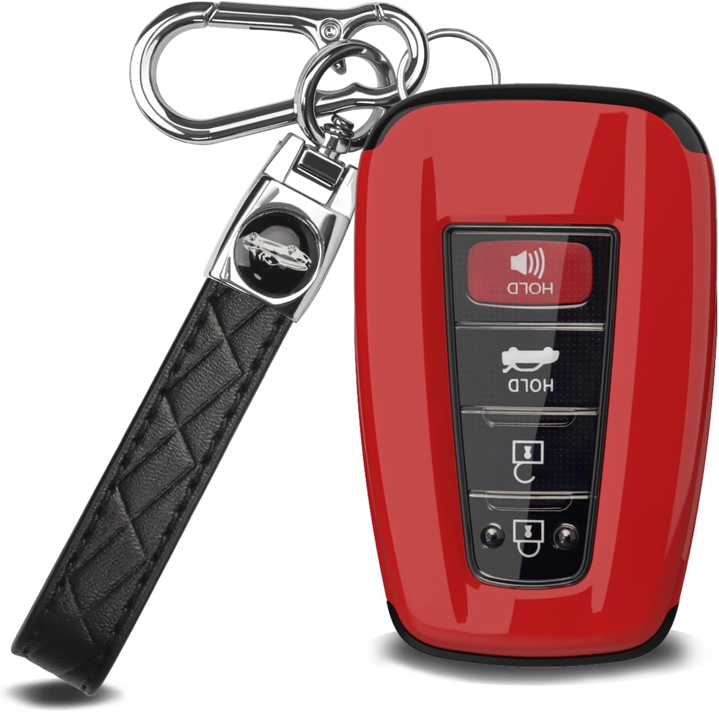 for Toyota RAV4 Corolla 2018-2022 Key Fob Cover with Keychain Premium ABS Key Shells with Camry C-HR Avalon Highlander Prius Red+keychain