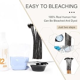 DAIXI 10 Inch 60 Strands 100% Real Human Hair Dreadlock Extensions for Man/Women Full Head Handmade 0.8cm Thickness Crochet Braids Dreadlocks Bulk with Needle and Comb Natural Black Locks