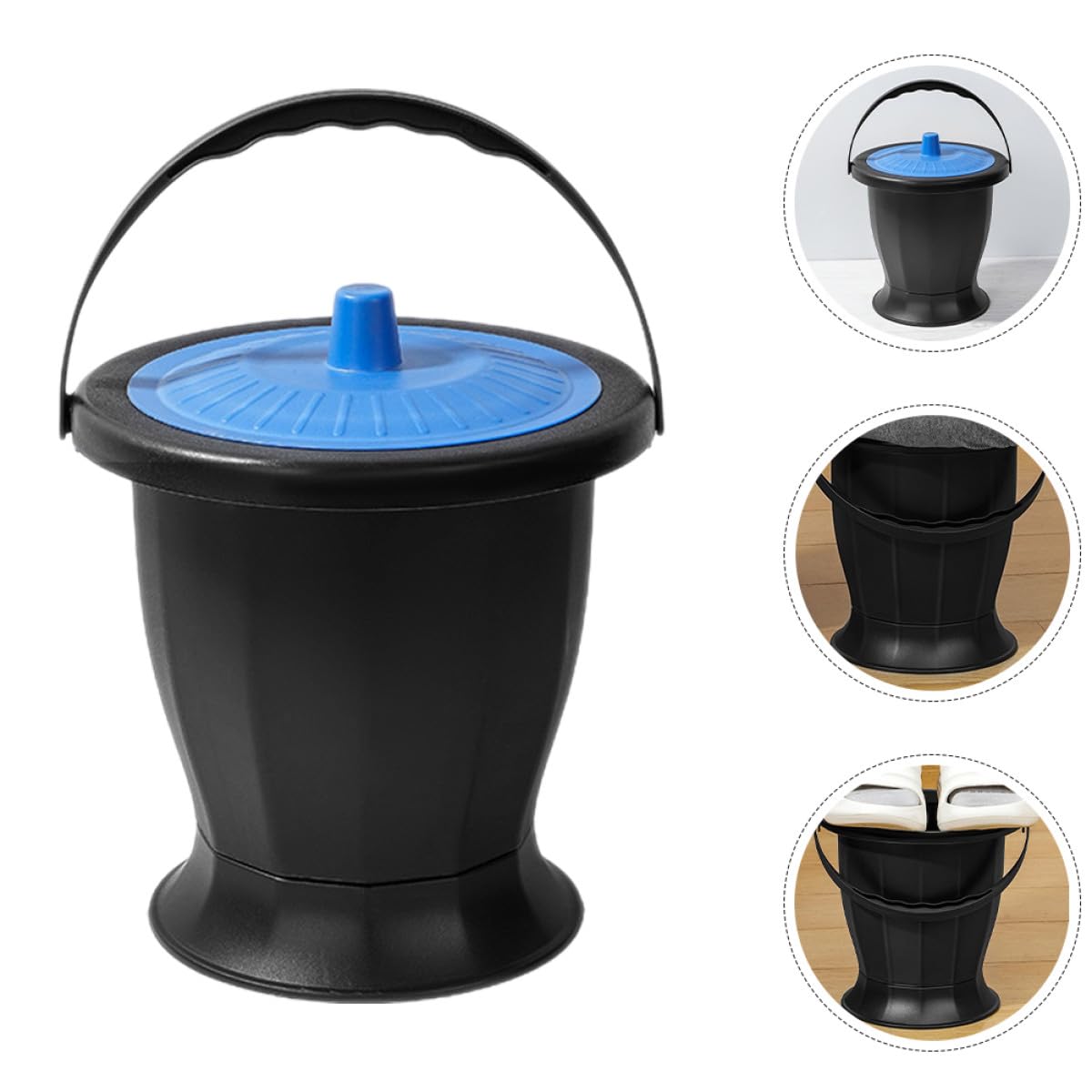 IMIKEYA Vasino portatile unisex con coperchio, secchio di urina in plastica resistente, compatto e leggero, per camera da letto, casa e ospedale, facile da pulire e trasportare