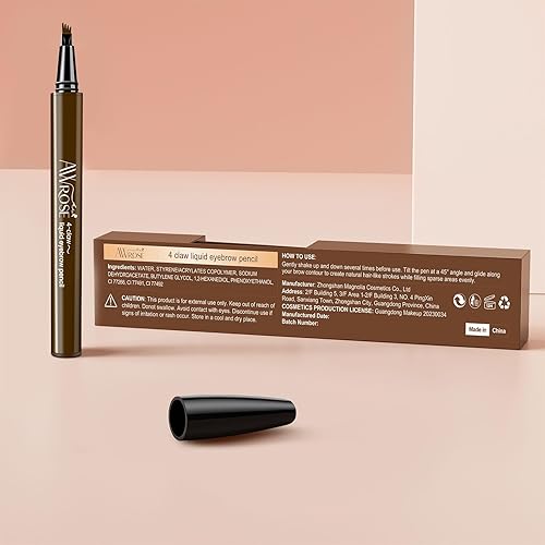 Miniatura 7 de AWROSE Lápiz de cejas, paquete de 2 bolígrafos de cejas 3D Microblading de 4 puntas, mágico, preciso, natural, impermeable, con trazos de pelo, 4