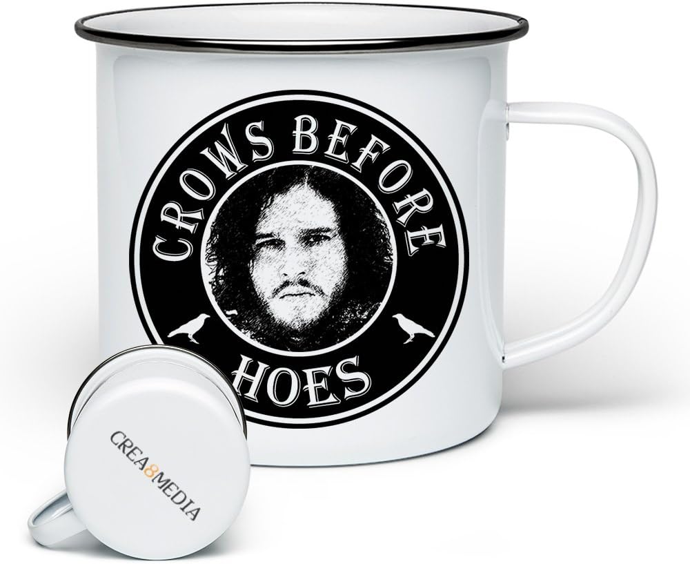 Crows Before Hoes Jon Snow Enamel Mug