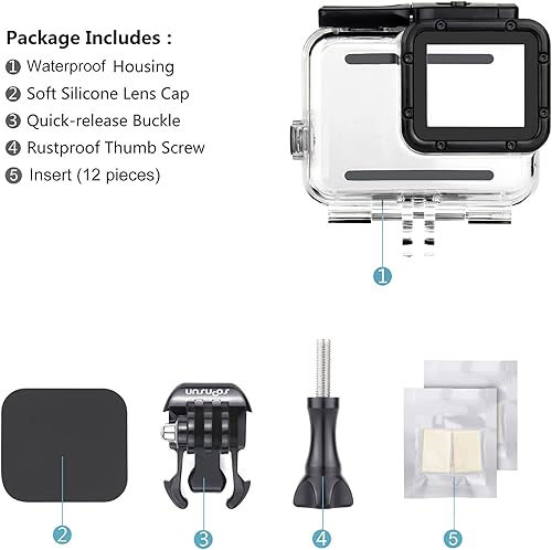Miniatura 8 de SOONSUN Funda impermeable para GoPro Hero 765 Black and Hero (2018)  147 pies147.6 ft carcasa subacuática para buceo, snorkel, surf y aventuras en