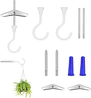 AccEncyc Large Swag Hooks Heavy Duty Ceiling Hooks for Plants White Ceiling Hangers for Hanging Light Chandelier Hook Ceiling Installation Cavity Wall Fixing(2 Pack)