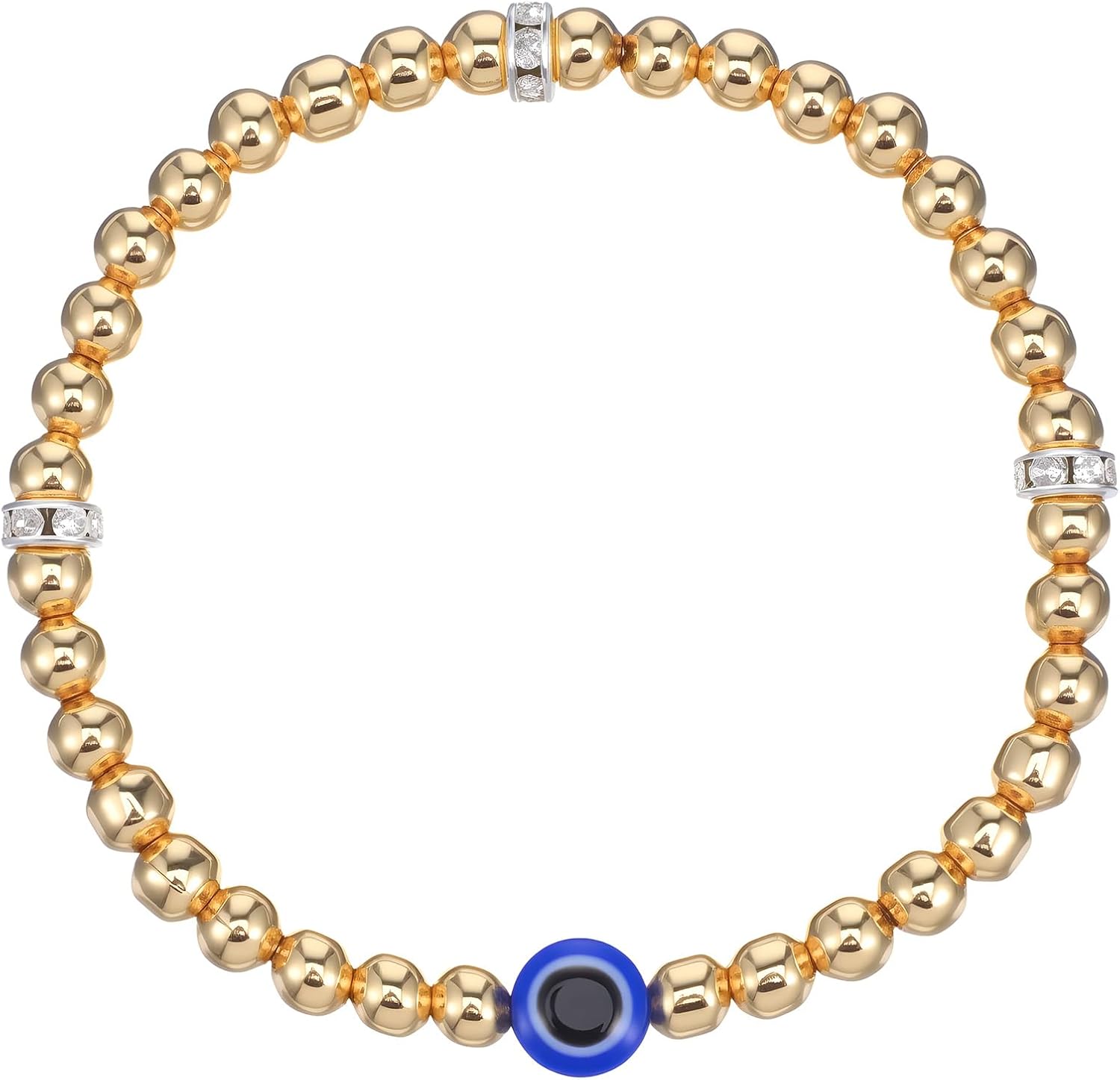 Gold Evil Eye Bracelet, Stretch Evil Eye Protection Bracelet for Women Friends Sisters Dainty Good Luck Jewelry - Image 7