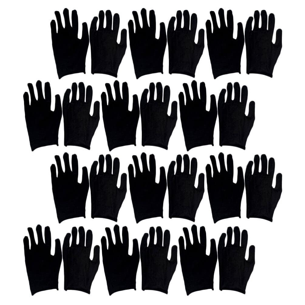 FRCOLOR Labour Protection Moisturizing for Dry Hands Breathable Work Glove Liners Hand Protection Black Size12 Pairs Thin