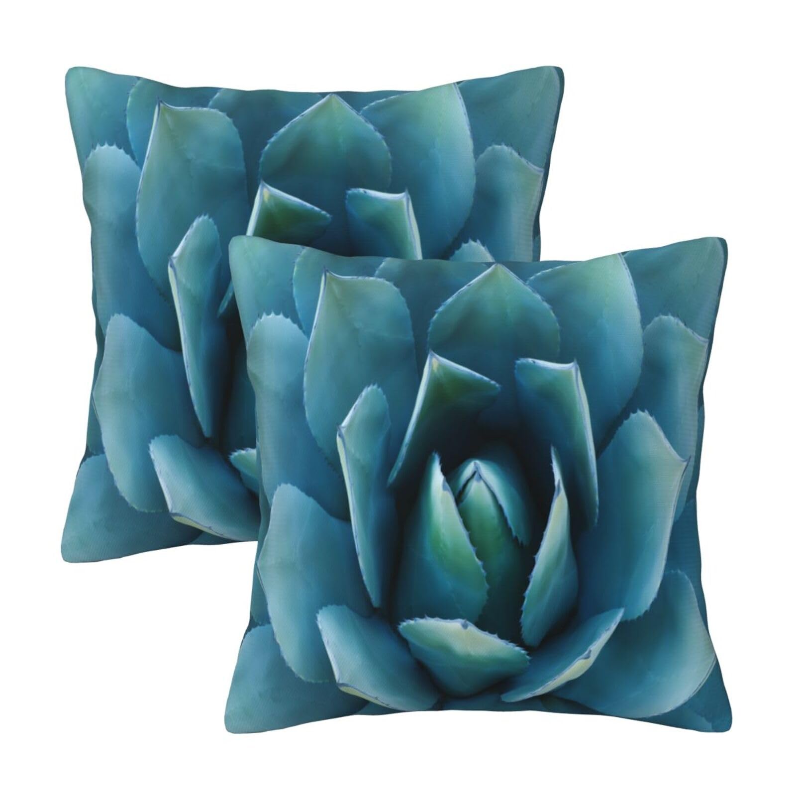 Gearsly Set Of 2 Cushion Covers 12x12 Inch,Blue Agave Succulent Flower Pillow Cases,Square Outdoor Decorative Thorw Pillow Covers,Sofa Pillowcases For Living Room Office Car Home Decor — image 1