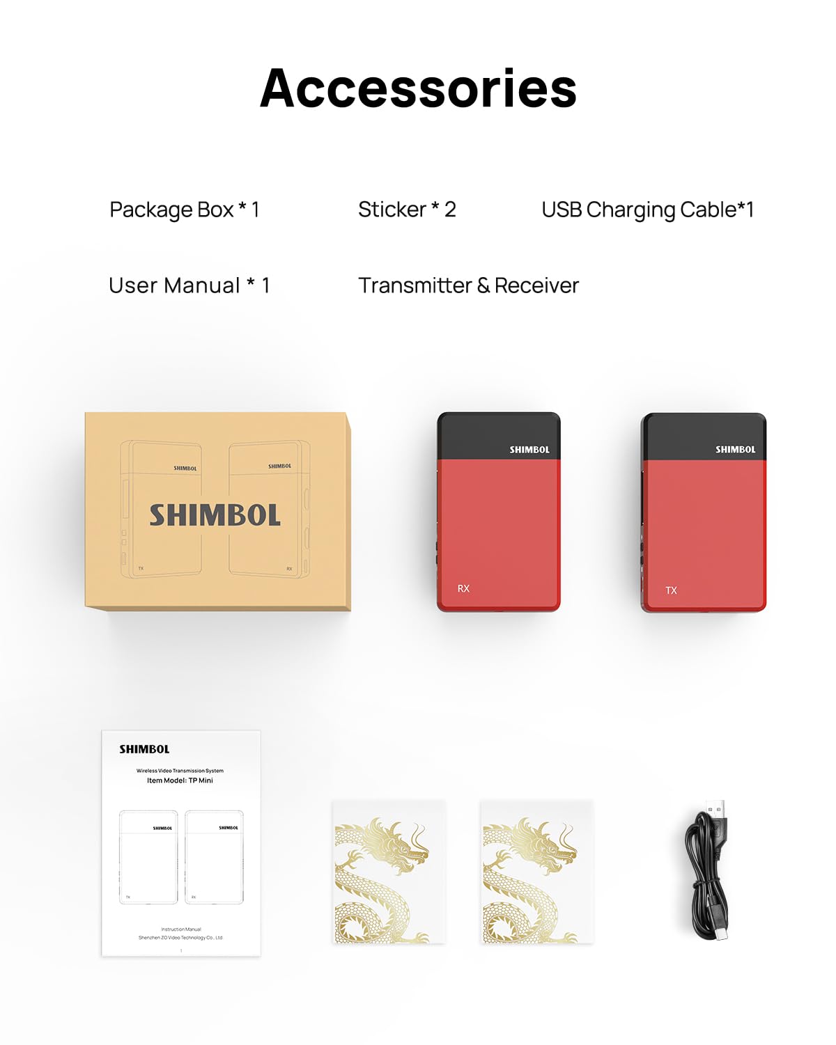 Shimbol TP Mini - Sistema de transmisión de vídeo inalámbrico HDMI 1080p60, transmisor y receptor para transmisión en directo