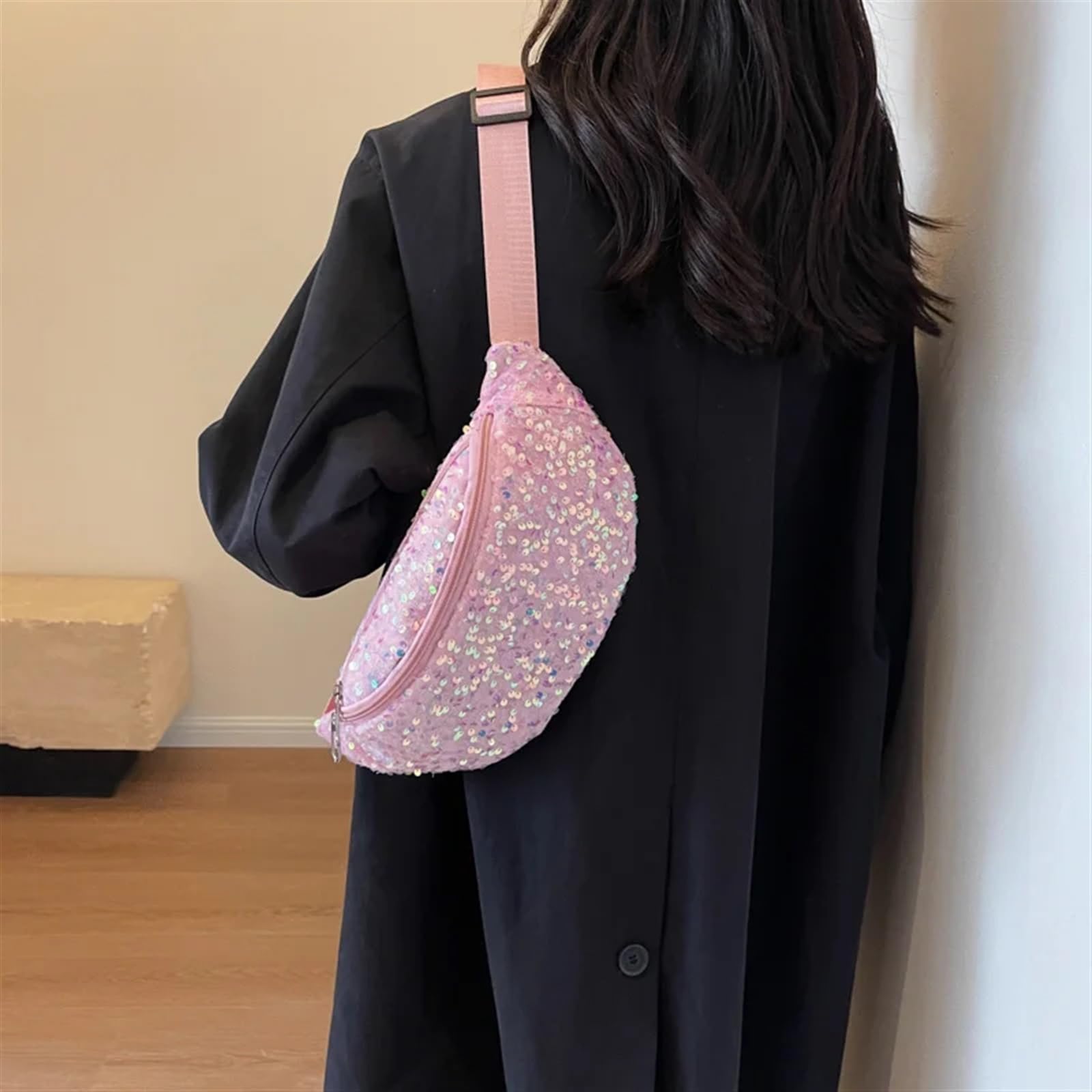 Marsupio da Donna di Lusso con Paillettes Marsupio alla Moda Borsa a Tracolla a Tracolla Casual(Purple)