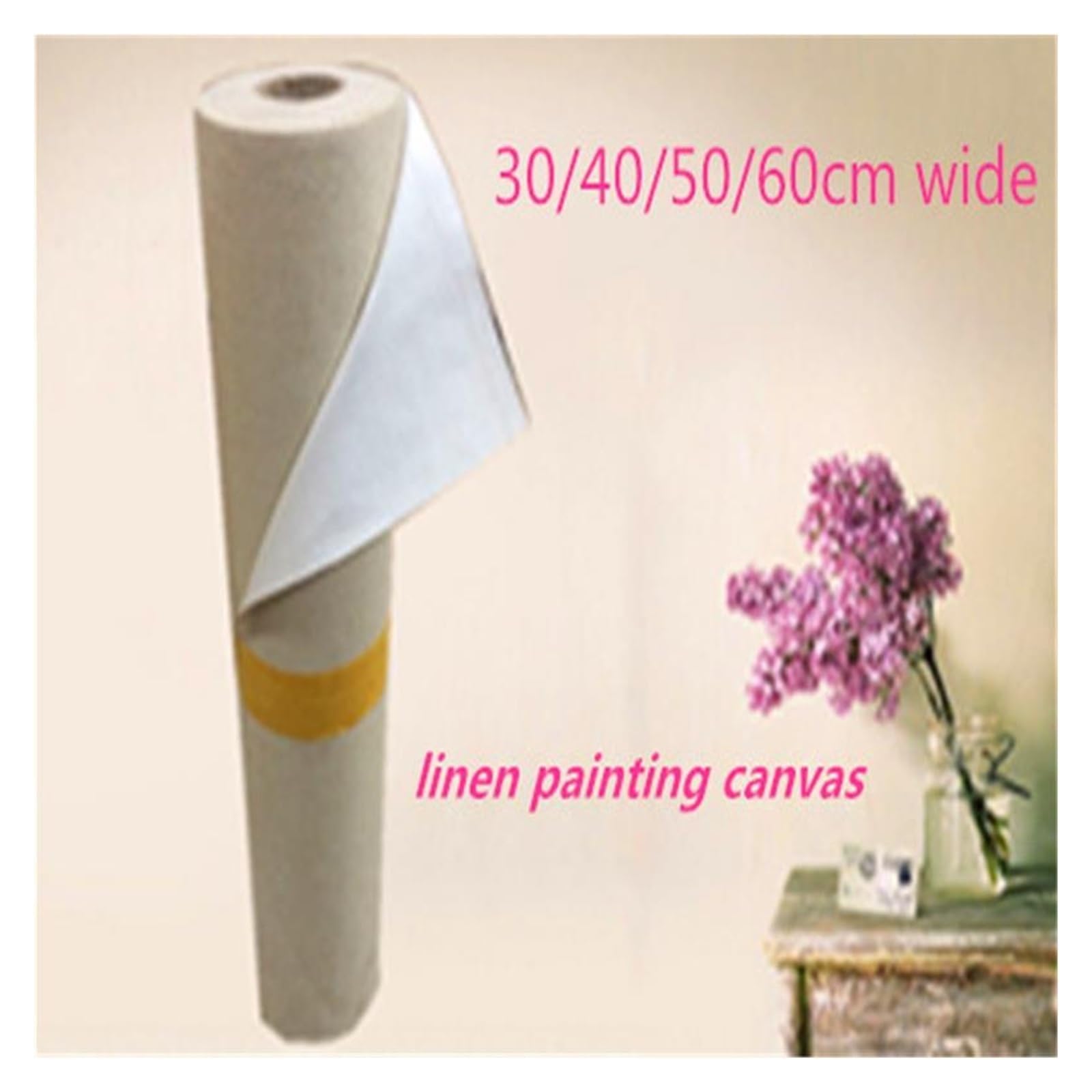 Rollo De Lona En Blanco Lienzo en blanco de pintura de calidad de mezcla de lino de 400 g/m² for rollo de 30/40/50 cm de ancho pintado a mano Rollo Lienzo (Color : 50cm x 5m)