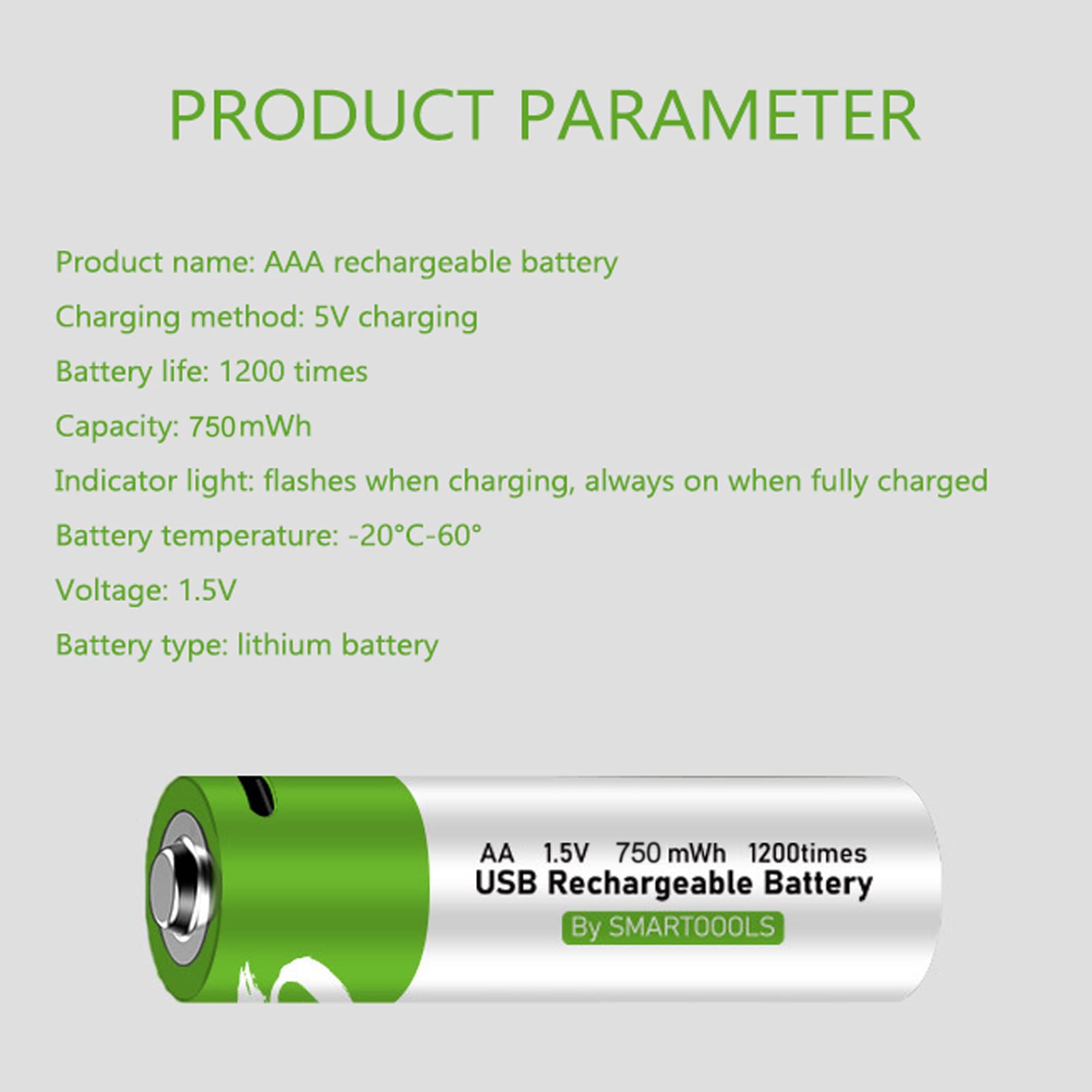 Équipement de chargementPort de type C, Batterie au lithium AAA rechargeable de type C, batterie 1,5 V, 750 mWh, haute capacité, tension constante, recharge rapide, utilitaire respectueux de l'