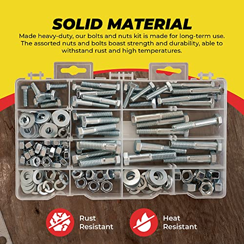 High Quality Heavy Duty Nut & Bolt Assortment Kit, 172 Pieces, Includes 9 Most Common Sizes #TOP1