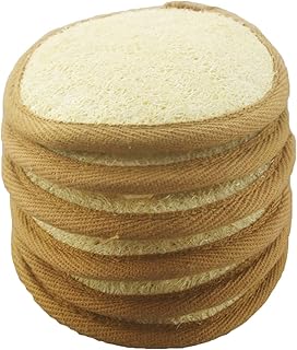 6 pcs/set 4"×4" Natural Exfoliating Face Pad Loofah Sponge Facial Brush - Shower Scrubber - Body Bath Spa For Men & Women,...