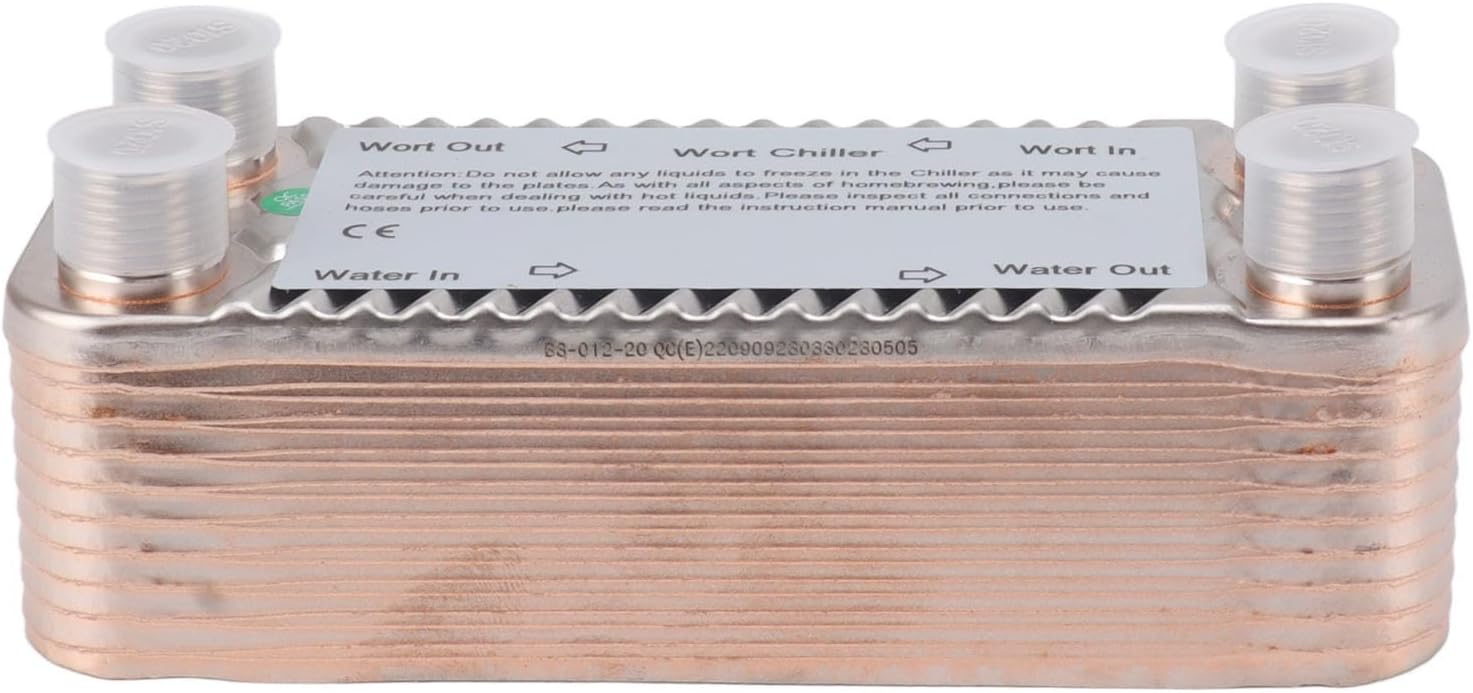 20 Plate Homemade Wort Chiller Counterflow NPT1/2 Easy to Operate Stainless Steel Heat Exchanger for Beer Wort