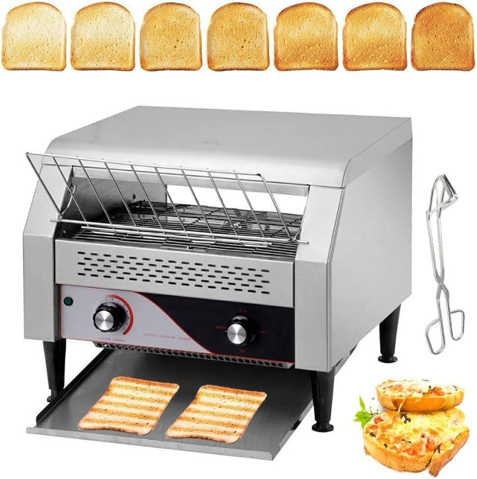 Tostadora comercial con cinta transportadora de 2200 W - 300 rebanadas/hora - Tostadora de restaurante de alta resistencia - Horno profesional - Ideal para bufés, días familiares y campamentos