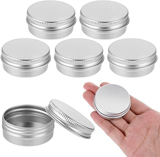 Grevosea 5 Stück Creme Behälter,Tragbar Kleine Metalldose,Kleine Dosen Aluminium Leer Döschen 15ml,Creme Dosen Blechdose Cremedosen Reise für Kosmetik DIY Kerze,Creme,Kosmetik (Silber)(5 Stück)