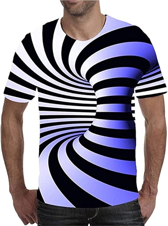 Vintage Mens T Shirts Men's 3D Spiral Graphic Plus Size TShirt Print Short Sleeve Holiday Tops