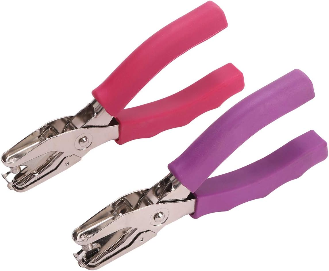 craftinovaHandle Punch ，3 Pack,1/4 inch of Hole Handheld Puncher ，with Soft Grip Handles,with 6 Sheet Capacity,Perfect for Home Office School Supplies,can be Used for Labels and Greeting Cards