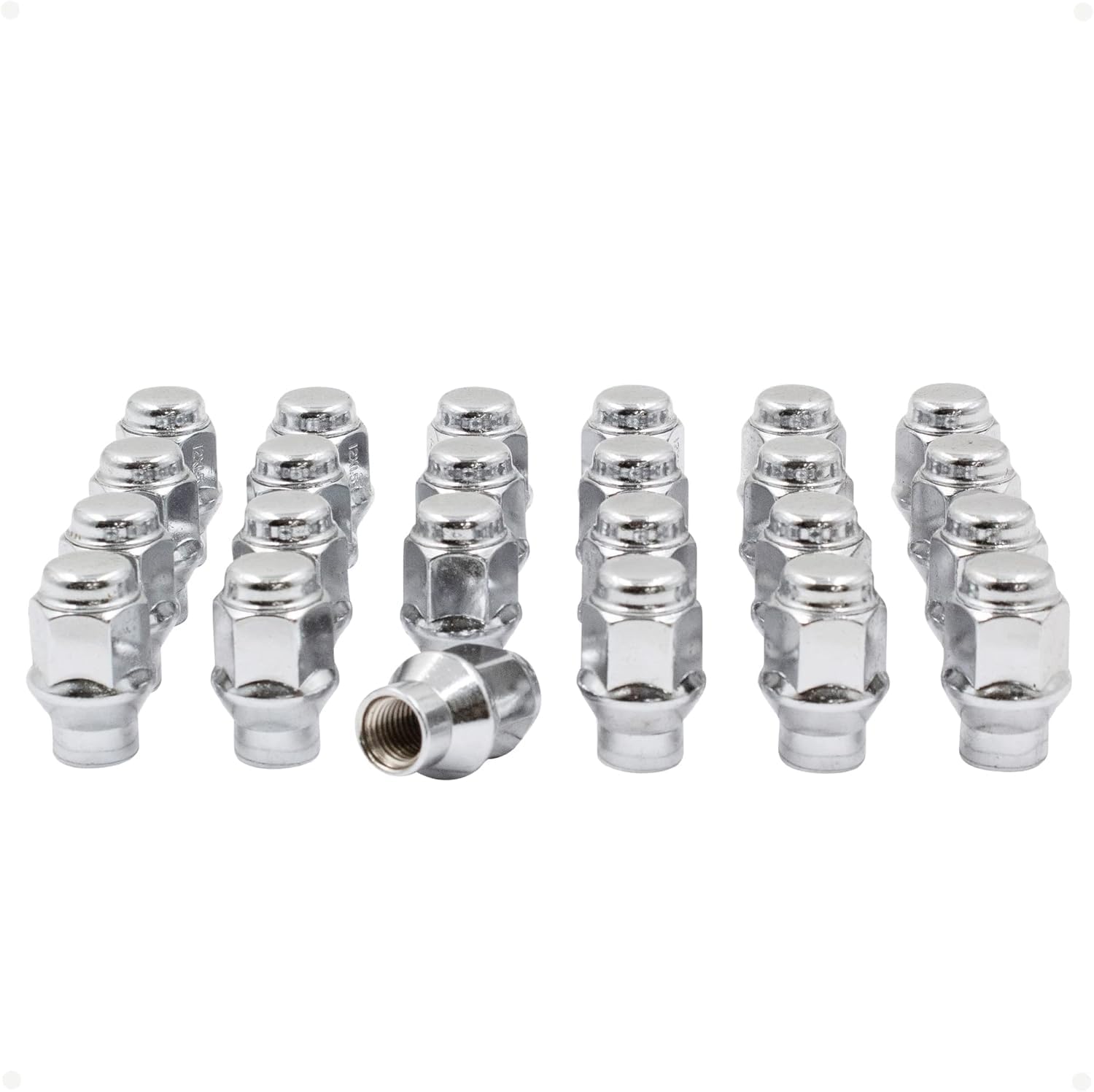 Wheel Accessories Parts 24 Pcs M12 1.50 Thread ET Bulge Acorn (Extra Thread) 1.42" Long Lug Nuts Chrome 3/4" 19mm Hex Fits 2004-12 Chevy Colorado GMC Canyon | Toyota Tacoma 4Runner