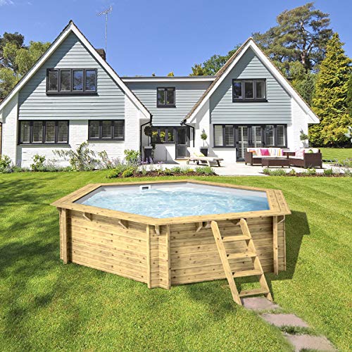 Paradies Pool® Holzpool Lani Einzelbecken inkl. Zubehör, Edelstahlleiter Tiefbecken, Folie grau mit 0,8mm Stärke… – Bild 4
