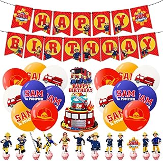 BESTZY Fireman Sam Balloons Theme Party Supplies Birthday Decoration Party Favor Decorations Supplies, for Party Cake Decorations Party Supplies Birthday, Weddings, Anniversaries, Celebrations