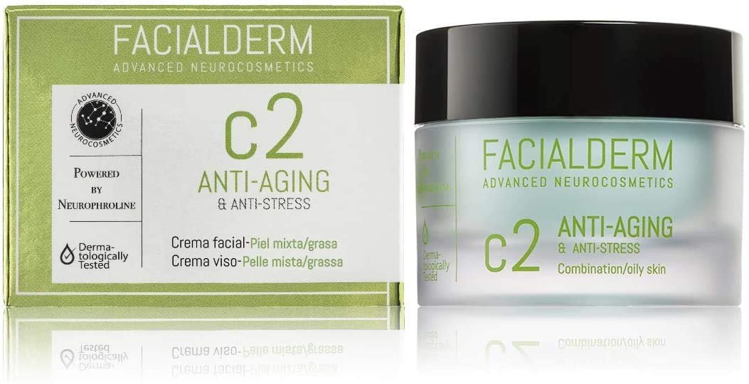 Facialderm - Crema Facial C2 ANTIEDAD & Antiestrés Facial, Piel Normal/Grasa, 50 ml | Crema Facial Antiedad Día y Noche…