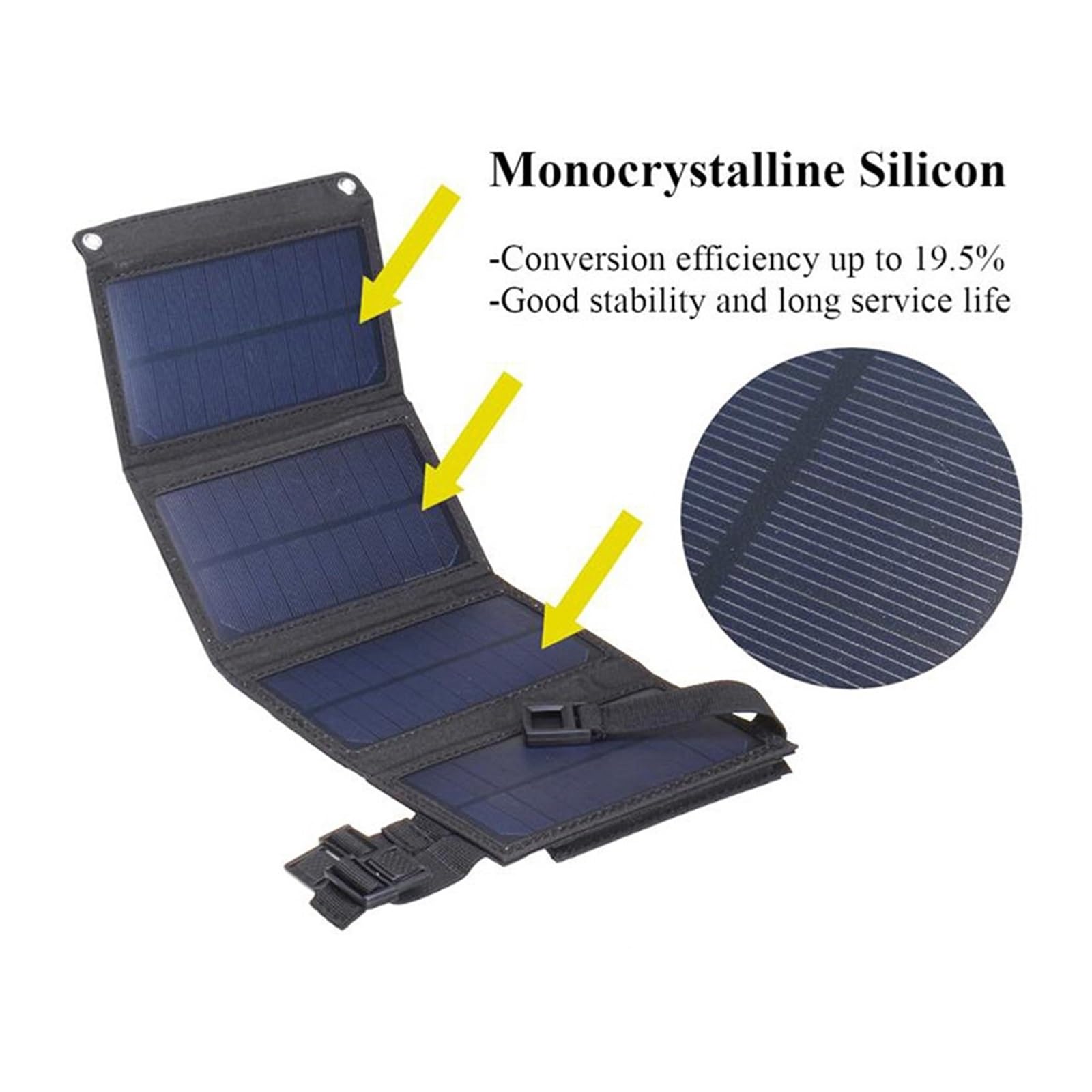 Panneaux solaires Pliables extérieurs Cellule USB Chargeur de Batterie Solaire Portable for Smartphone for Tourisme Camping randonnée téléphone énergie(440mmx165mm-Camoufla)