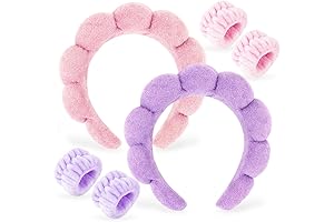 2-Pack Spa Headbands and Wristbands for Face Washing and Skincare