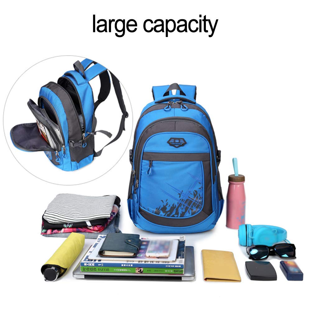 Mochila escolar Mochila para niños Niñas Adolescentes, primarios/secundarios/universitarios Estudiantes Satchel Book Tela Oxford impermeable Bolsa para portátil ligera (black)