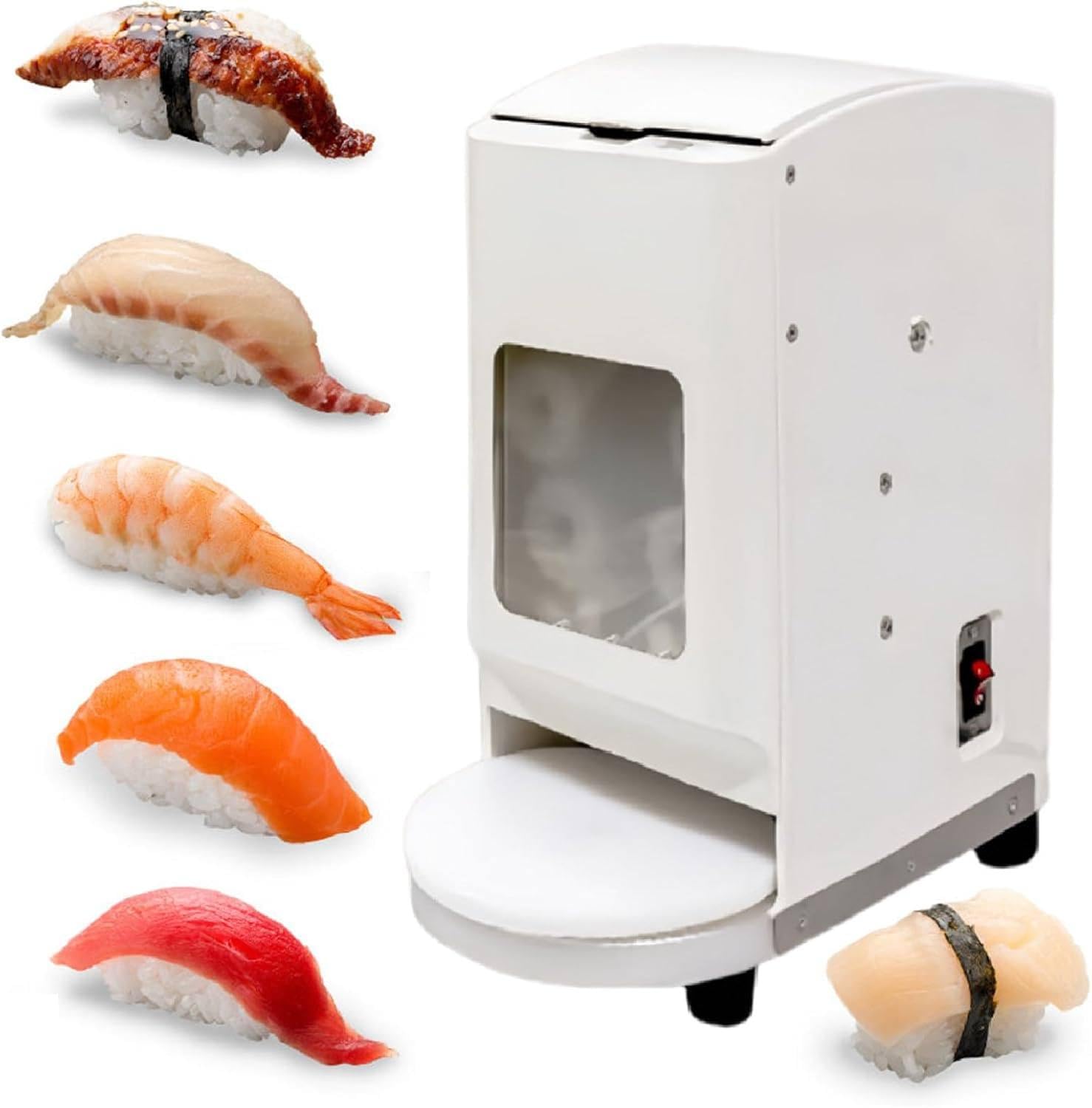 YXYLJOZ Sensor-Driven Onigiri Machine 1200 pcs/h, (16-24g) Commercial Sushi Maker with Rotating Turntable Adjustable Rice Density for Sushi Bar & Food Truck 24g