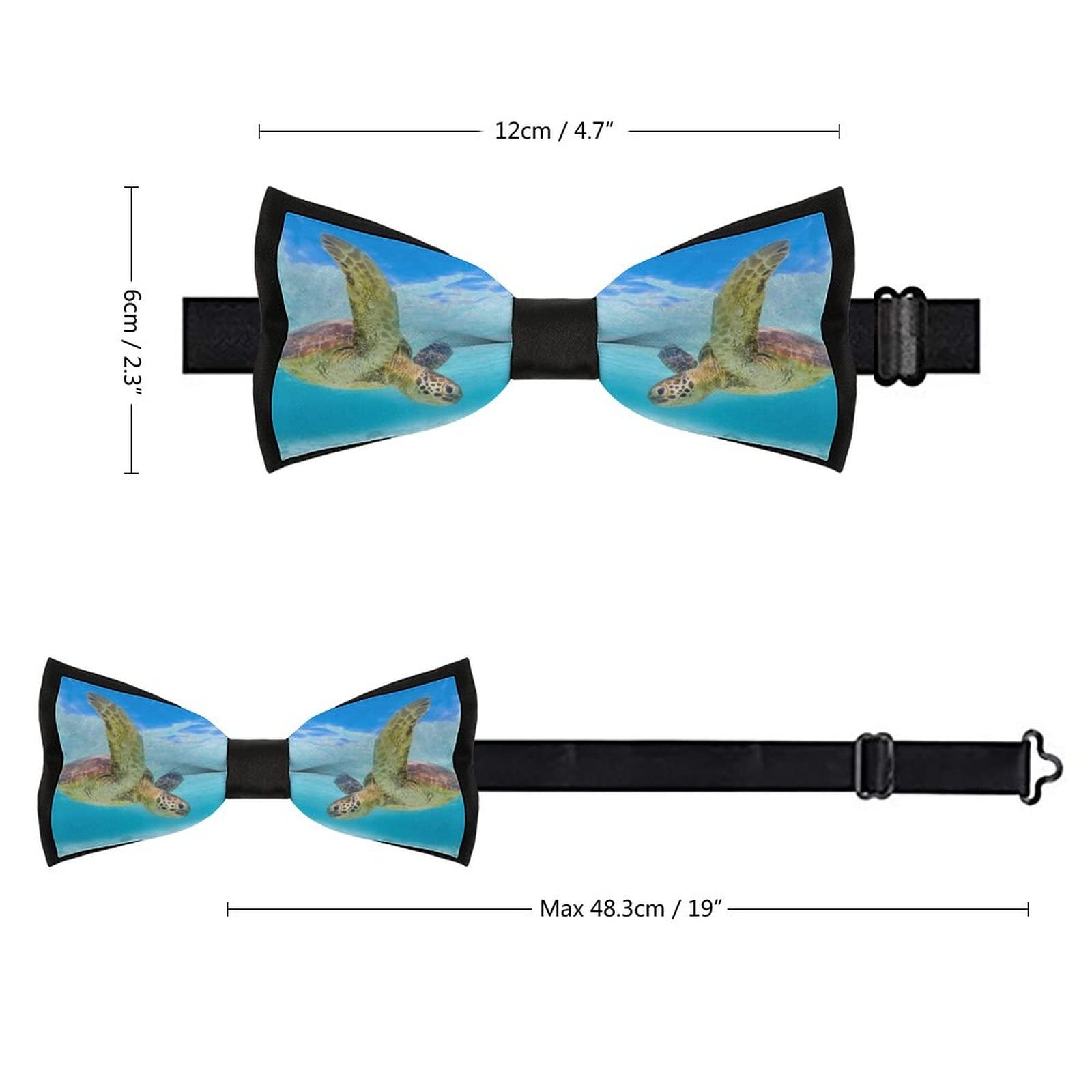 Hawaiian Sea Turtle Men's Bow Tie Pre-Tied Adjustable Bowtie Necktie Design for Gift