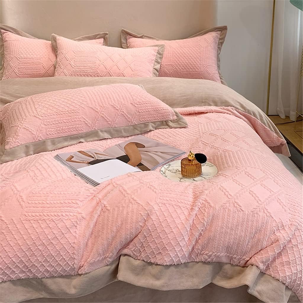 Pure Color Warm Velvet Four-Piece Set Autumn and Winter Style Corner Quilt Cover Bed Sheet Thickening Double Bed Supplies (Colour: D Size: 1.5 m) (A 1.5 m)