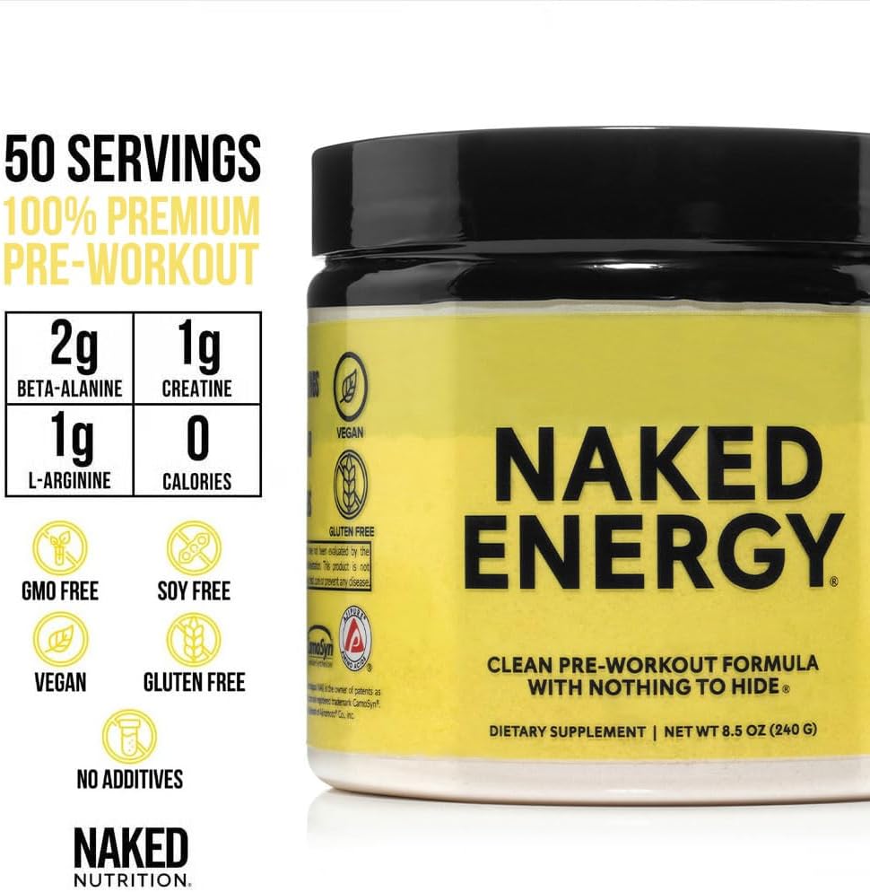 NAKED Energy - Pure Pre Workout Powder for Men and Women, Vegan, Unflavored, Healthy Pre Workout - No Added Sweeteners, Colors Or Flavors - 50 Servings - Image 3