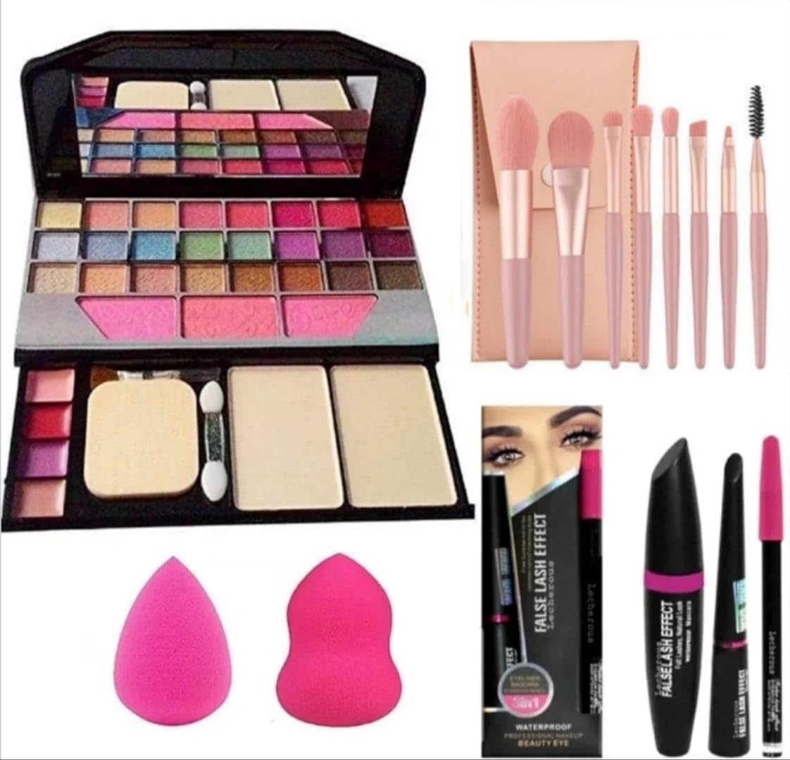 6155 Professional All-in-One Makeup Kit for Women & Girls | 24 Shades Eyeshadow Palette, Compact Powder, Blush, Lip Color, Waterproof Kajal, 3in1 Eye Makeup Combo Mascara, 8 Pcs Makeup Brushes with Travel Pouch & Beauty Sponge-image-40