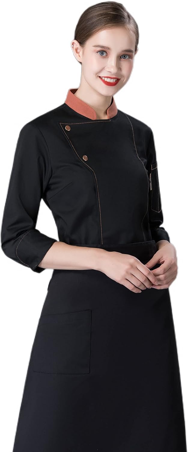 Custom Chef Coat Long Sleeve Chef Jacket for Women Hotel Kitchen Restaurant Chef Uniform