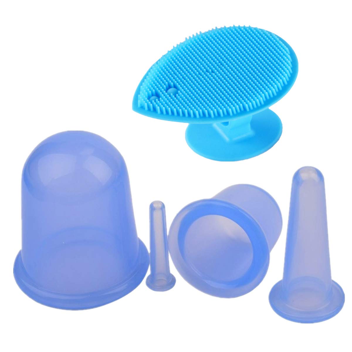 5 Pieces Cupping Therapy Set for Face and Eye, Silicone Cupping Set Anti Cellulite Cup Face Cupping Set with Exfoliating Brush for Release Fascia or Natural Pain Relief
