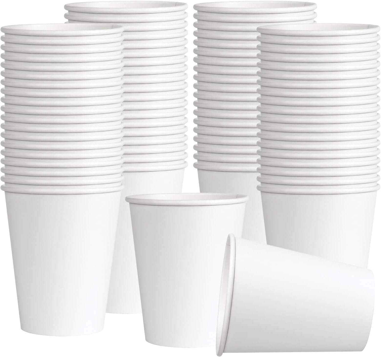 ZuvoPaper Cups 8oz - (100 Pack) - Single Wall White Disposable Coffee Cups for Hot & Cold Drinks - 240 ml Paper Cups