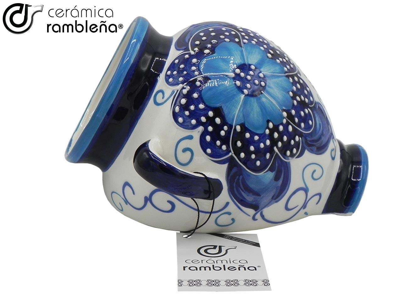 CÉRAMIQUE RAMBLEGNE | Pot de fleur suspendu | Pot de fleur à suspendre | Pot mural | Modèle 08 | 100 % décoré à la main | 17 x 15 x 12 cm