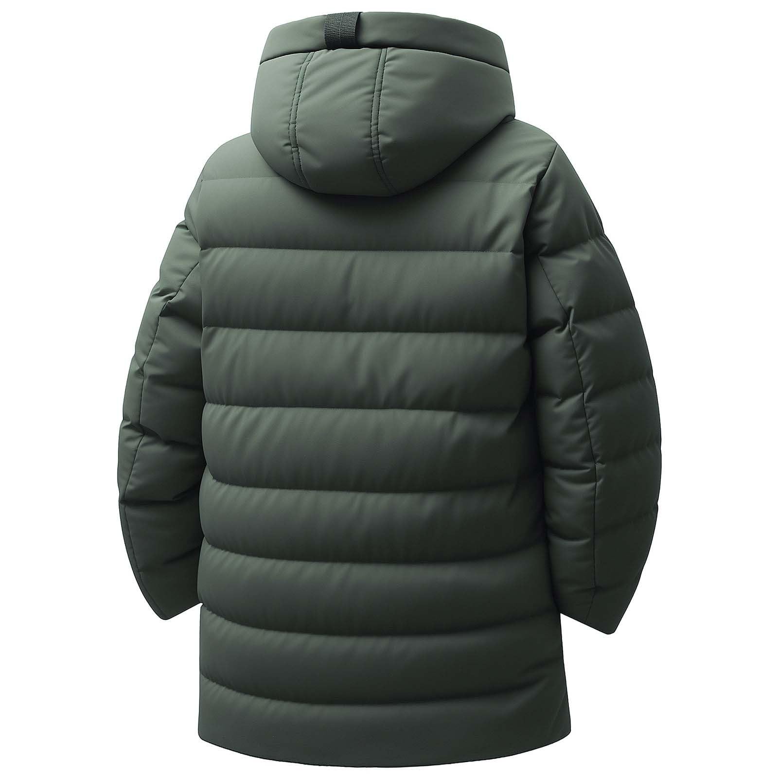 Płaszcz zimowy, męski, długa, pikowana kurtka z kapturem, wiatroszczelna, zimowa parka, męska kurtka z zamkiem błyskawicznym, kurtka narciarska, snowboard, kurtka puchowa, ciepła podszewka