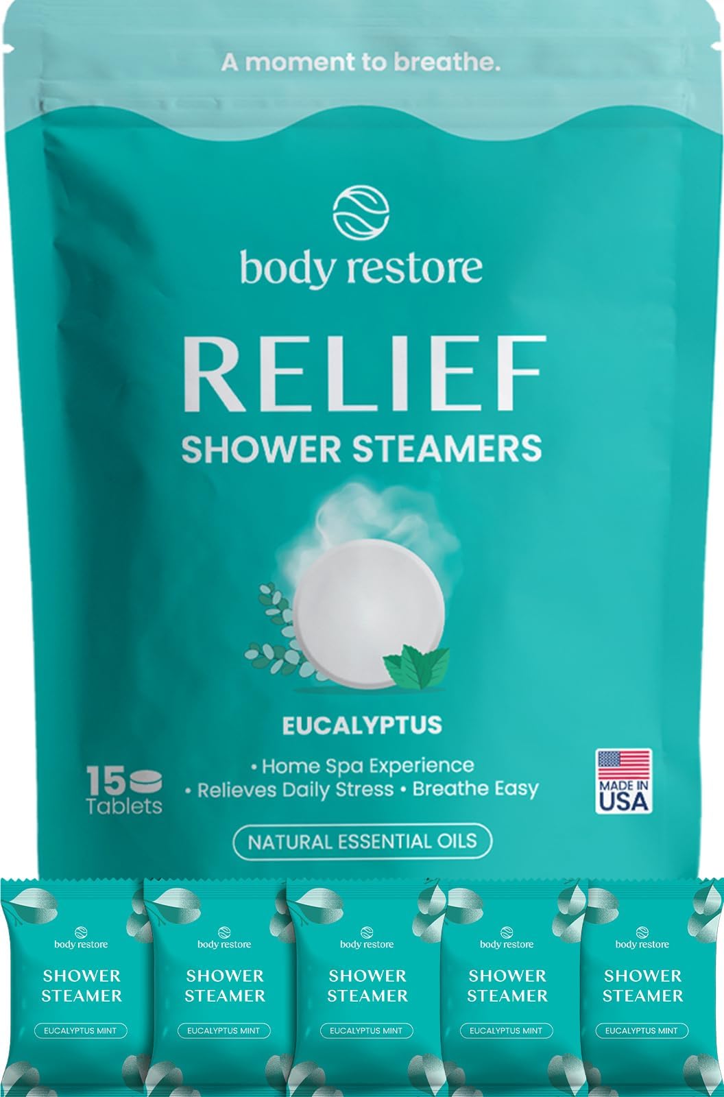 BodyRestore Shower Steamers Aromatherapy, Self Care Gifts, Relief 15 Pack