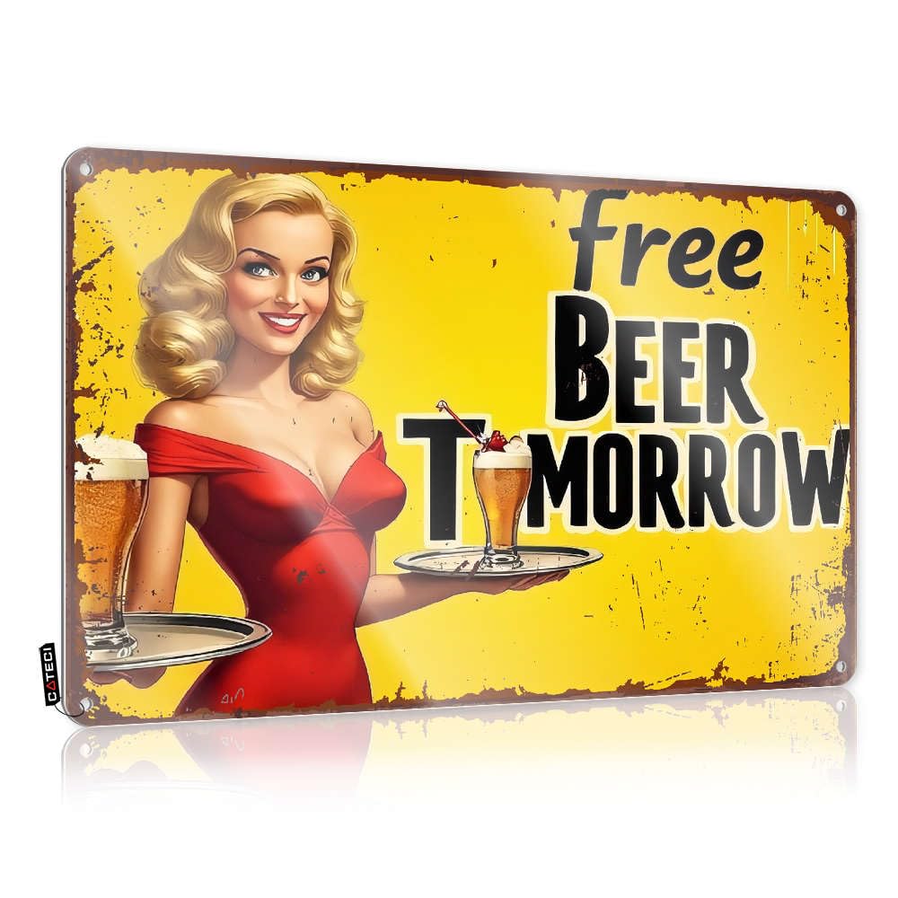 Signs For Garage Free Beer Tomorrow. Tin Sign Tin Bar Signs Metal Sign Funny(30X40CM)
