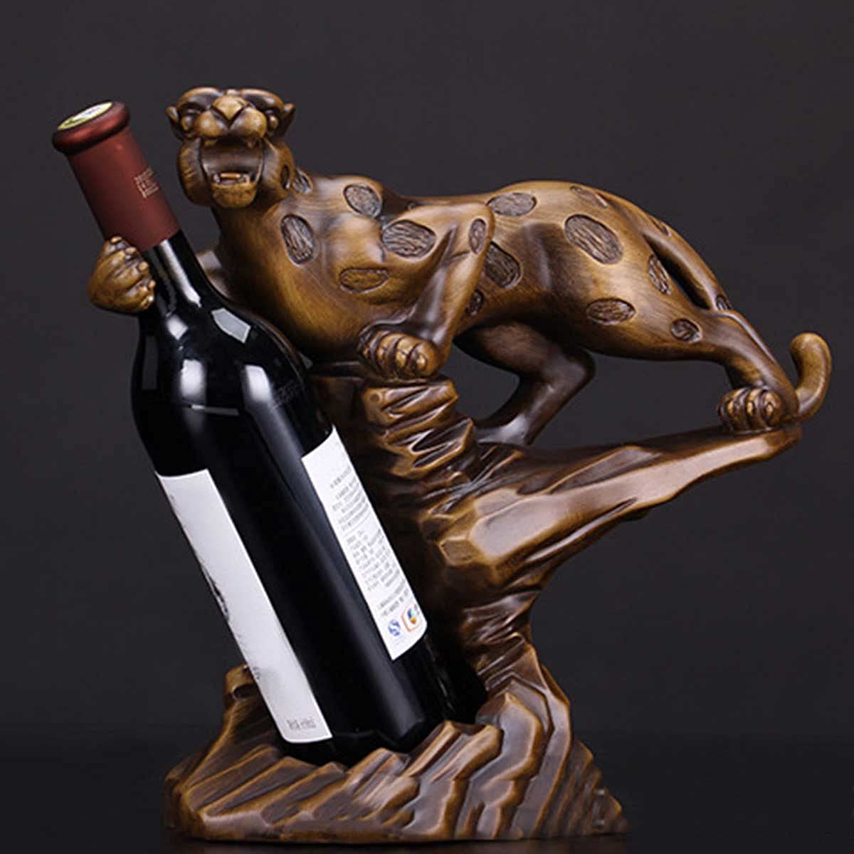 Estantería De Botellas De Vino Sculpture Leopard Animal Botelleros Vino Madera Creatividad Resin Wine Rack Champagne Storage Botelleros Decoración De Fiesta Regalo