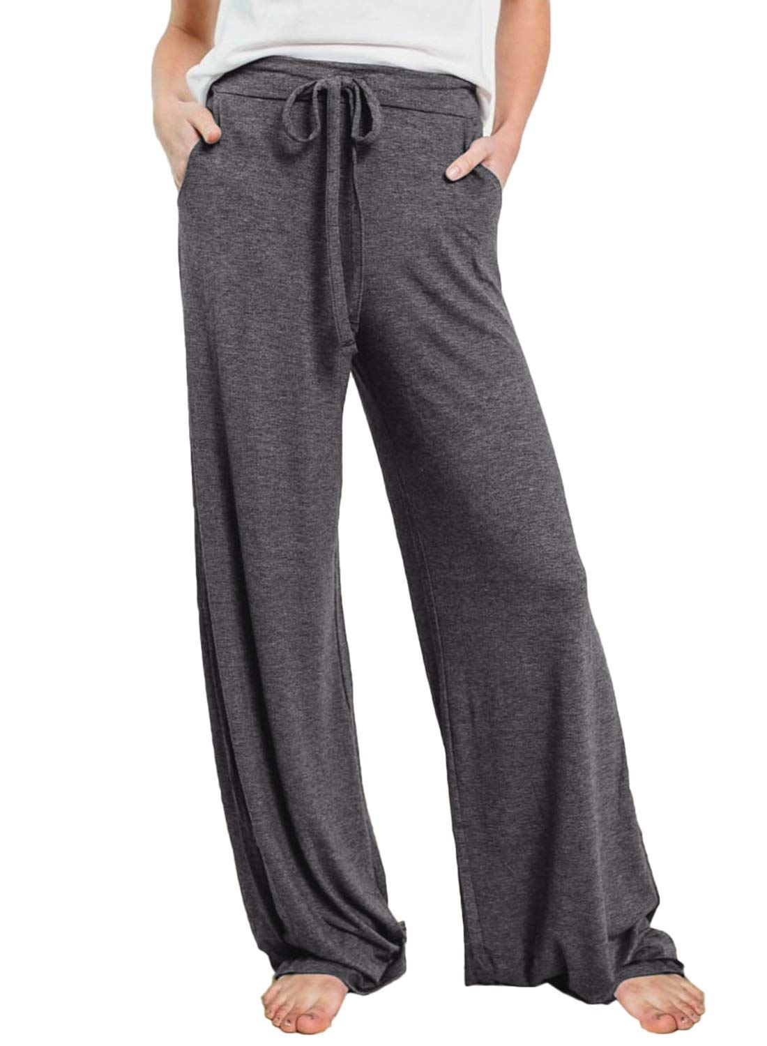 Womens Loose Fit Palazzo Trousers Wide Leg Cosy Trouser