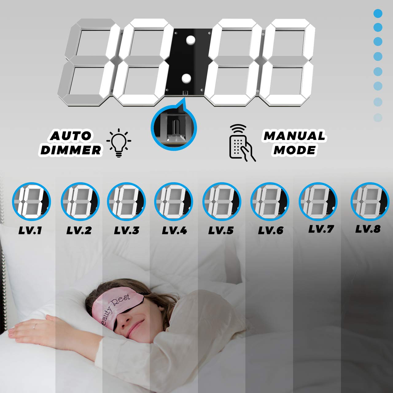 CHKOSDA Digital Clock, 3d Led Wall Clock with 6" Number, Count Up