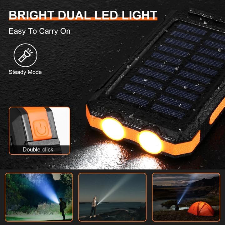 Miniatura 6 de Odoland Combo de ventilador recargable y banco de energía, ventilador portátil de tienda de campaña de 10000 mAh y cargador de banco de energía