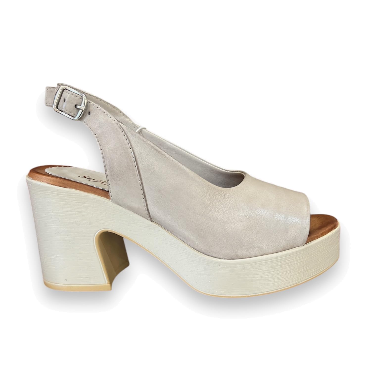 sandalo platform slingback in pelle colore Grigio 25Y11871