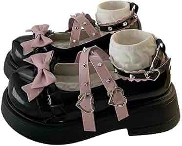 Lolita Shoes Heel Mary Jane Lacquer Pumps with Bow Kawaii Cute Cosplay Wedge Boots Cross Strap Block Heel Sweet Style, Style 13