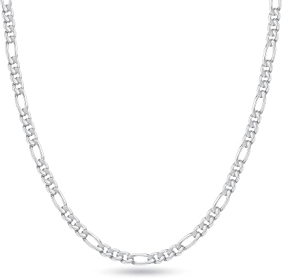 Sterling Silver Chain Figaro Chain for Men,Silver Chain 3mm Diamond Cut Chain Necklace Men Jewelry Gifts 16-30inches