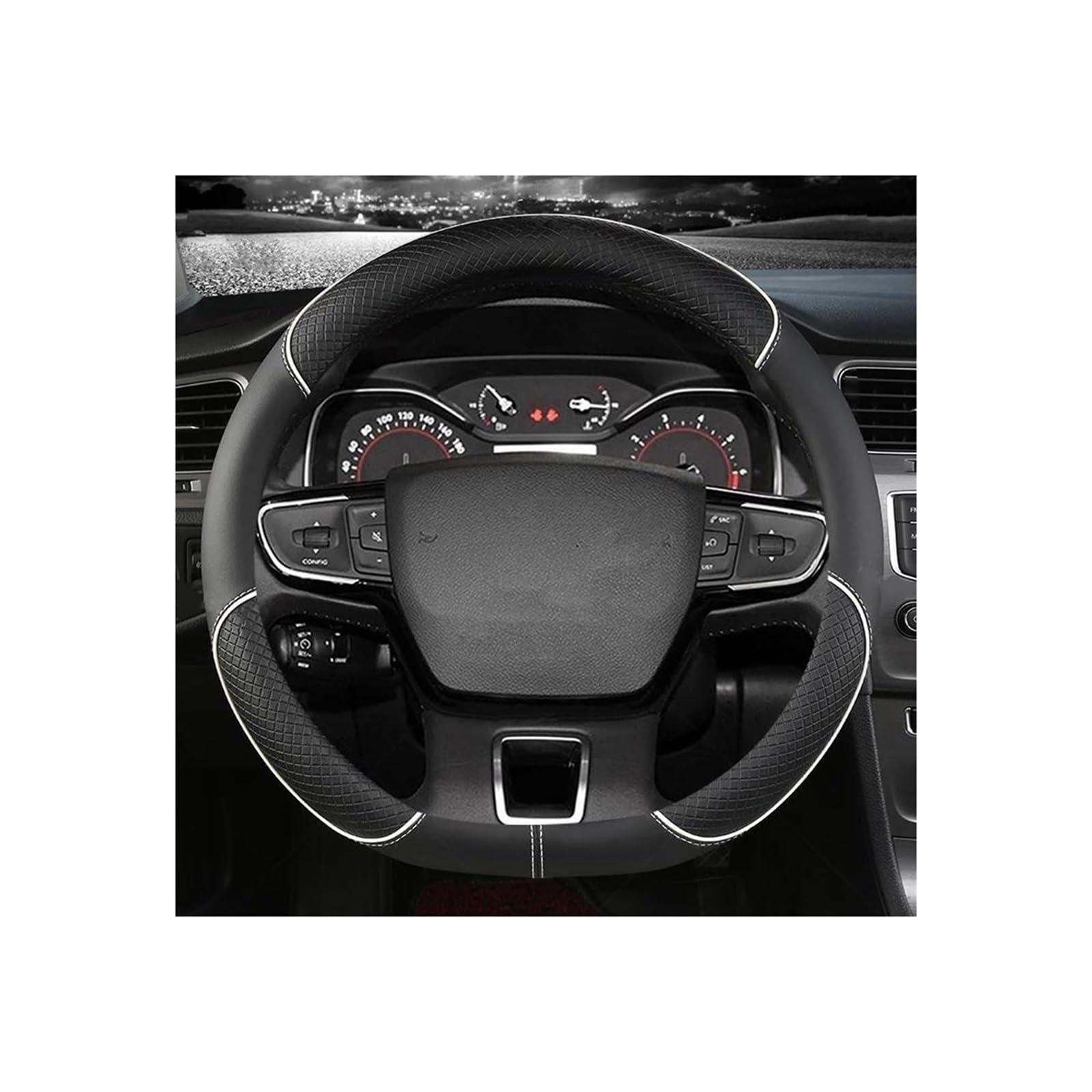 Coprivolante Auto Copri Copertura Del Volante Di Tipo D Per Citroen Per C3 II Per C3 III 2009 2010 2011 2012 2013 2014 2015 2016 20017 2018 2019 2020 Coprivolante(WHITE